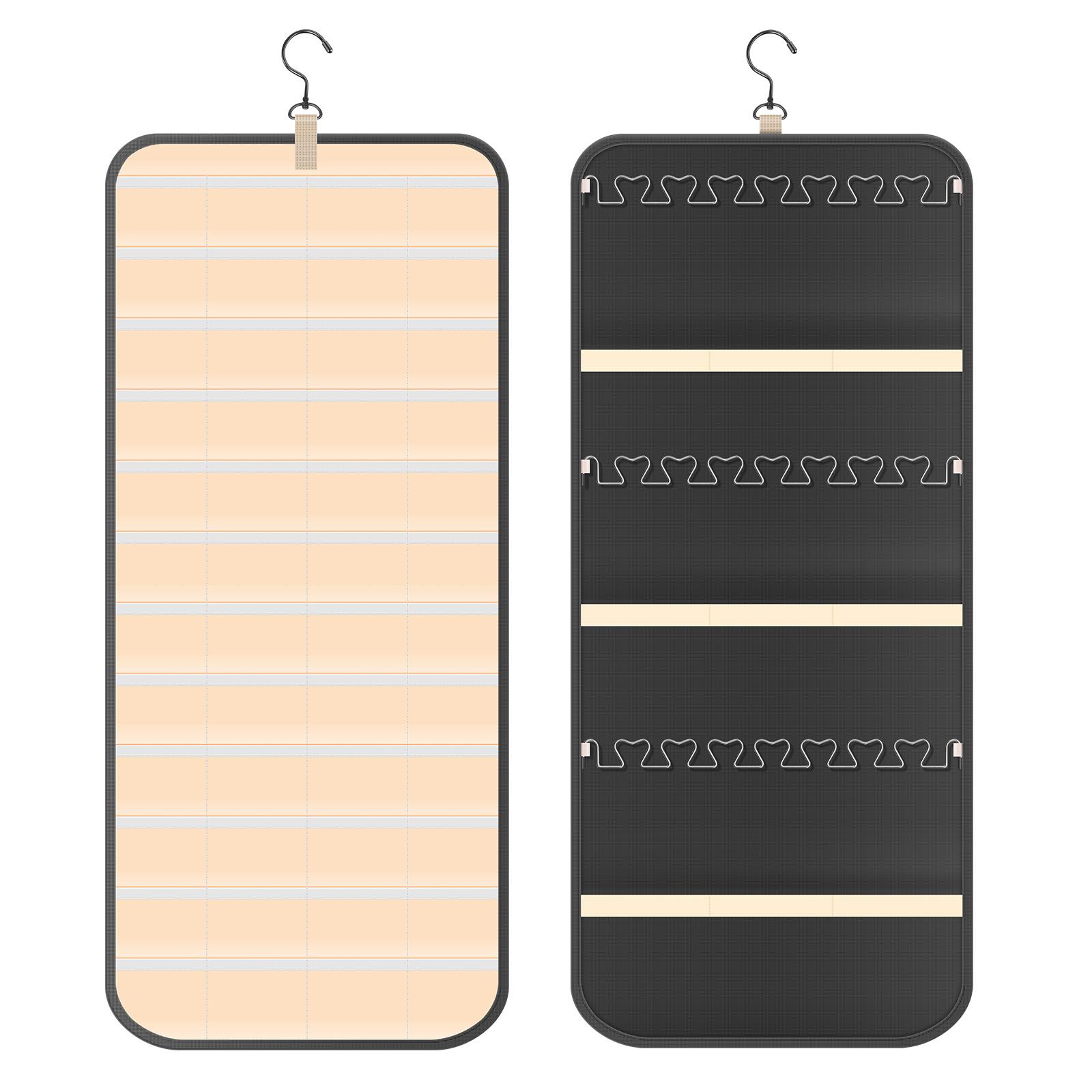 

Hanging Jewelry Organizer Earrings And Necklaces Door/Wall Hanger Bag Dual-sided Jewelry Ring Bracelet Pins Badge Storage Holder чёрный