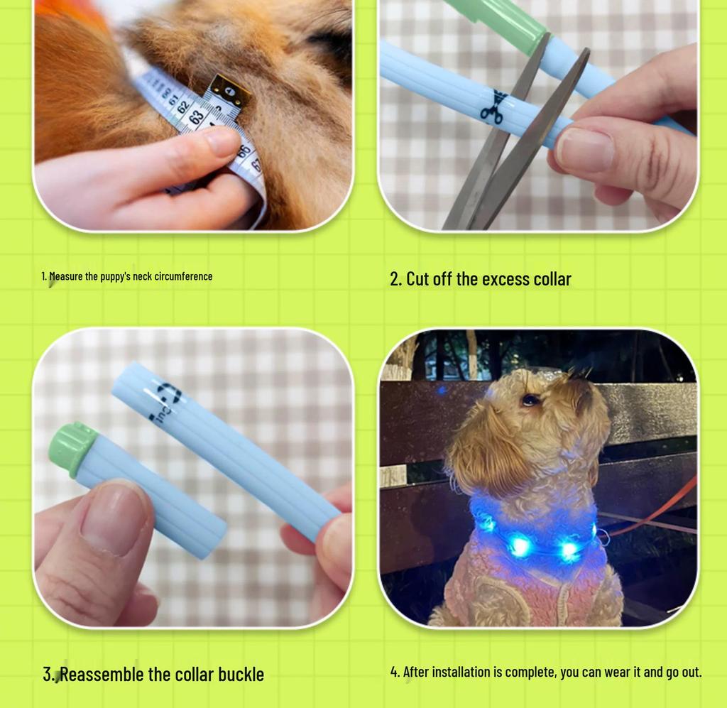 Lenovo USB Rechargeable LED Dog Collar - Waterproof Silicone Pendant for Small/Medium Dogs, Anti-Lost Night Light for Walking.