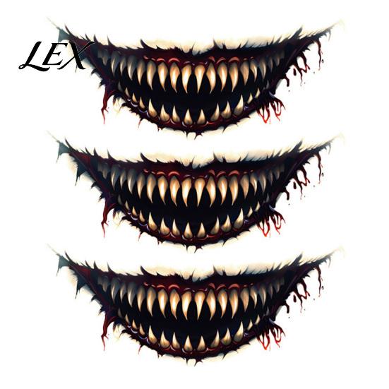 Easy Apply Horror Mouth Art 3Pcs Realistic Scary Tattoos for Halloween Zombie Vampire Clown Party, Waterproof Novice Friendly Face Stickers