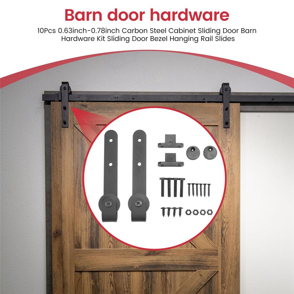BHBL 10Pcs 0.63inch-0.78inch Carbon Steel Cabinet Sliding Door Barn Hardware Kit Sliding Door Bezel Hanging Rail Slides