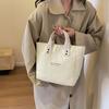 Canvas Handbag Large Capacity Zipper Closure Roomy Handbag Shopping Beach Travel Tote Bag Versatile Bento Bag