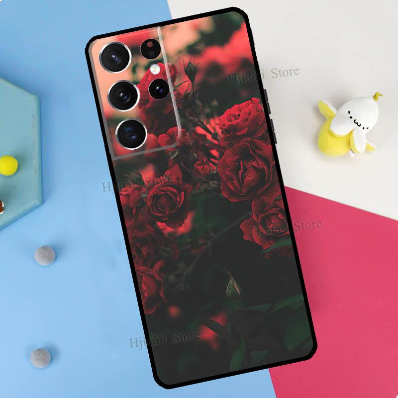 Red Rose Flower Phone Case For Samsung Galaxy S23 S22 Ultra Note 20 10 S8 S9 S10 Plus S20 FE S21 FE Cover