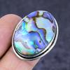 Natural Abalone Shell Gemstone 925 Sterling Silver Jewelry Ring Size 7 n3N00