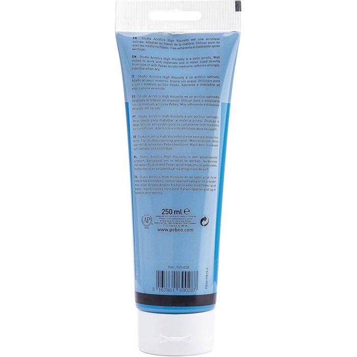 Acrylique - pébéo - 169028 - 250 ml - bleu céruléum - satiné