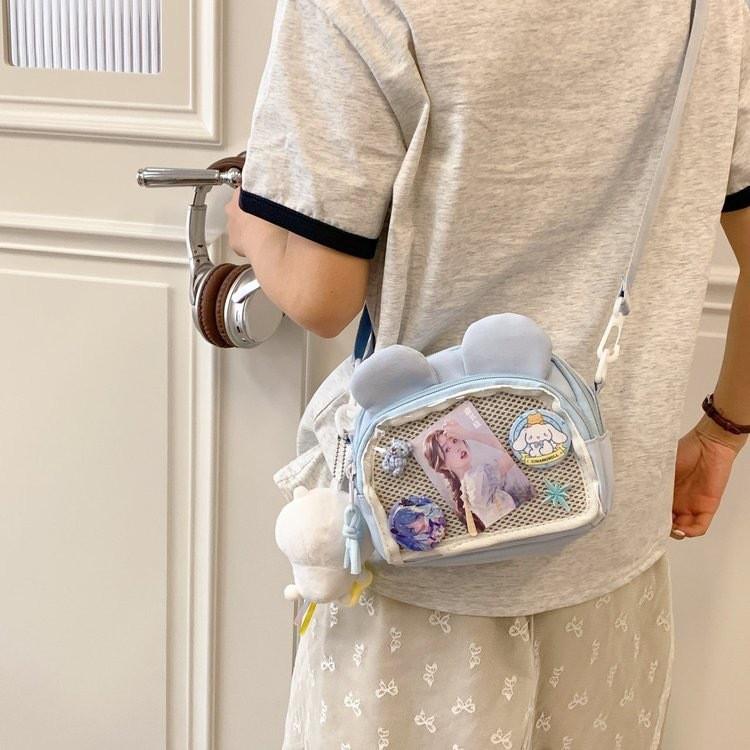 Bear Ears Small Shoulder Bag With Soft Nylon Material For Daily Fashion