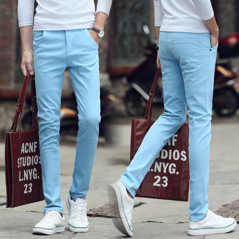 

Мужские модные хлопковые брюки кэжуал облегающего кроя в корейском стиле - Весна/Лето 2020 29 небесно-голубой