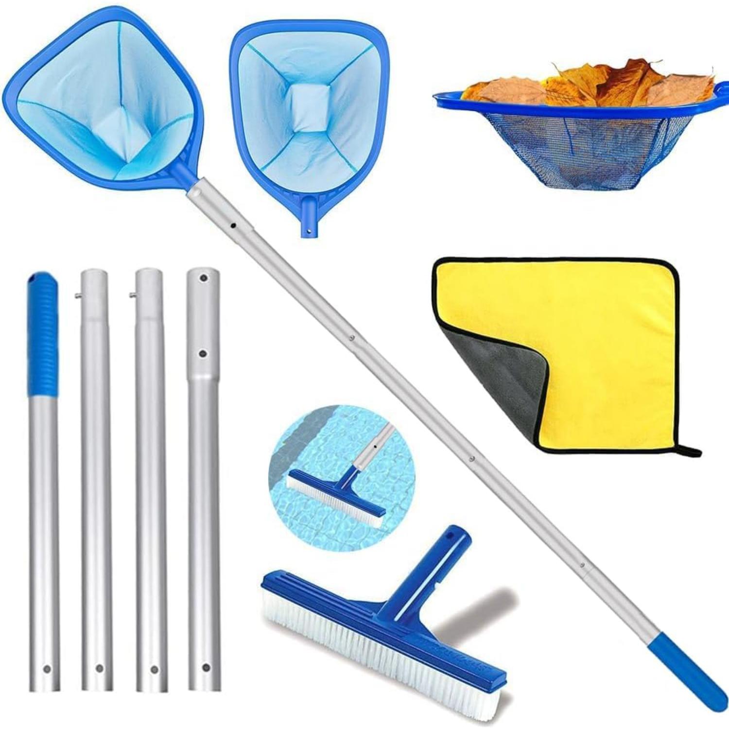 Pool Landing Net, Pool Landing Net Fine Mesh 187 cm Long, Pool Landing Net Fine 14 cm Deep, Ground Net Pool, Leaf Net Pool, Pool Cleaning Set синий