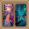 Water City Venice Phone Case For Samsung S24, S25 22,30,,Note20,Ultra,Lite,Ultra,5G,Plus,FE Black Cover