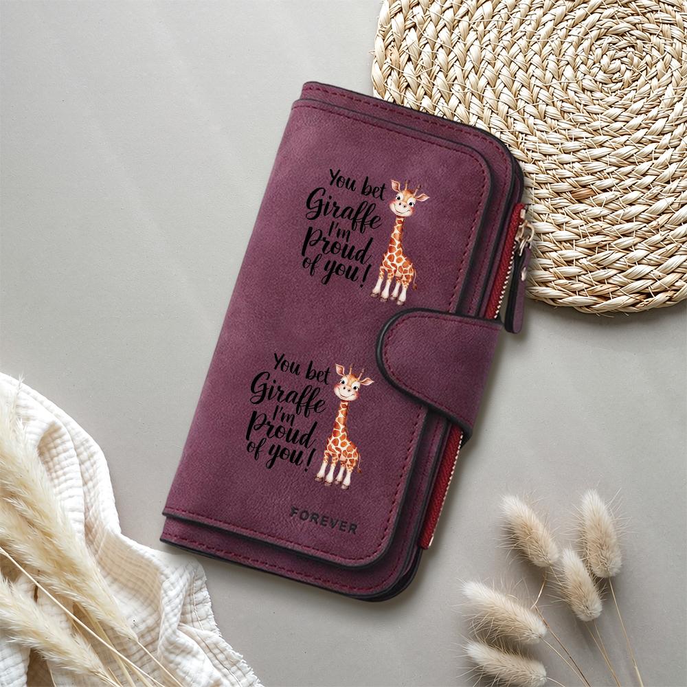 Cute Giraffe Print Long Wallet Fashion Soft Purse for Daily Use