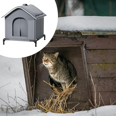Cat House for Outdoor Cats Oxford Cloth Weatherproof Stray Shelter Pet Garden Barn