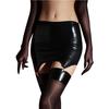 Sexy Women Elastic Tight Pencil Skirt PU Faux Leather Oil Glossy Shiny Micro Mini Skirt Maid Packet Hip Garters Skirt