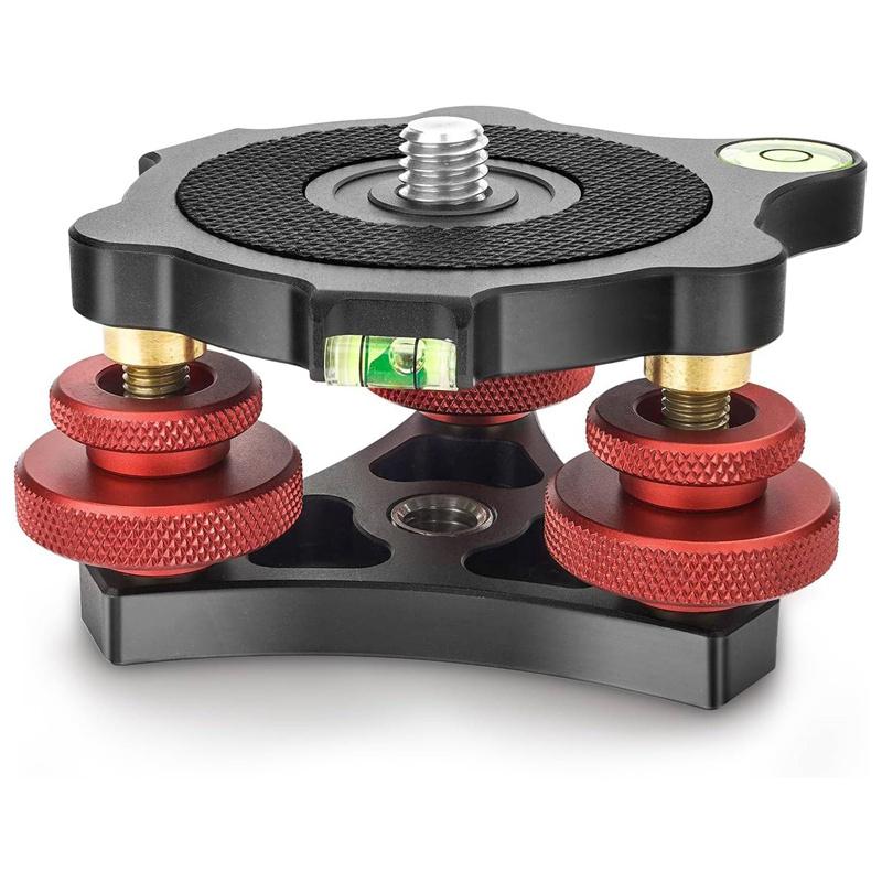 Camera Leveler Base Aluminum Alloy 3 Bubble Levels Tripod Head Leveling Base Strong Load Bearing For Panoramic Photography