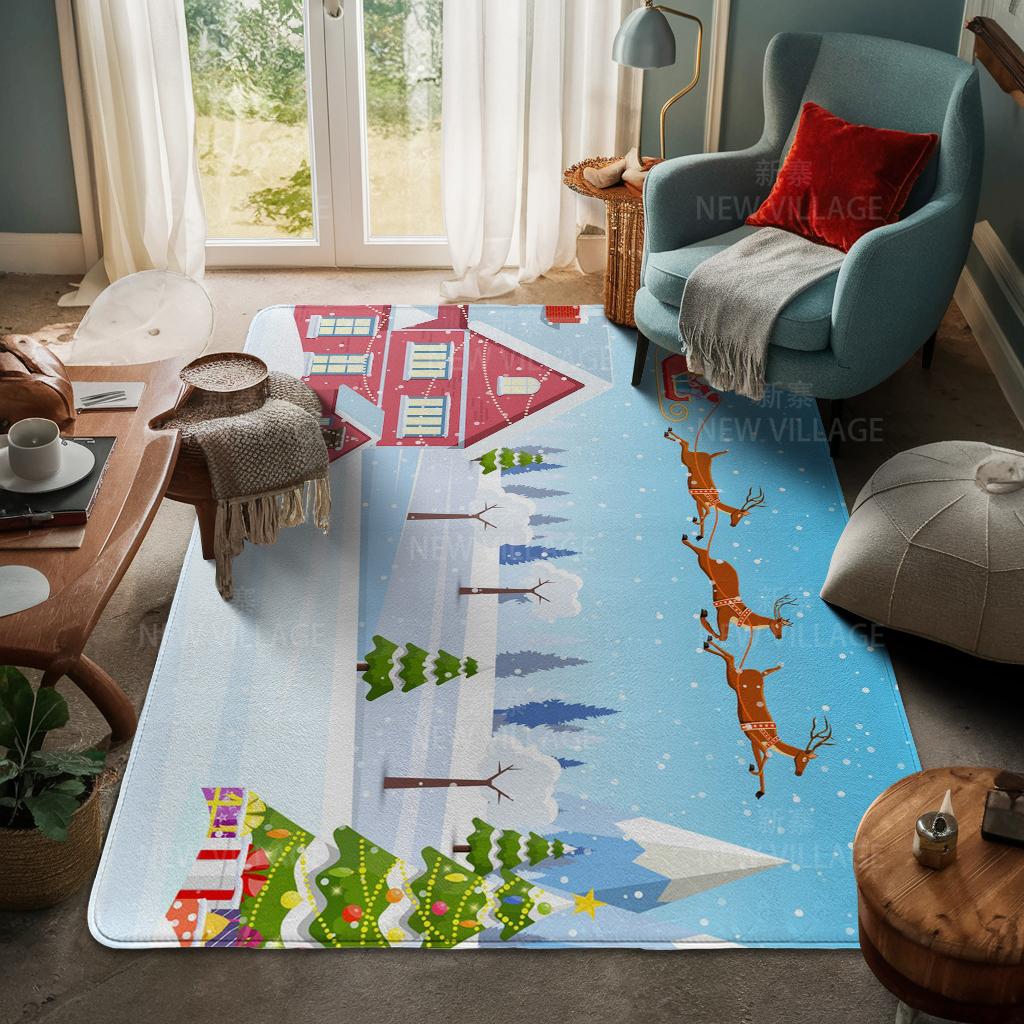 House Entrance Carpet Home Door Mat Living Room Bath Foot Bathroom Non-slip Water Absorption Rugs Bath Merry Christmas Winter