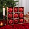9PCS Glitter Christmas Tree Decorative Ball 8CM Xmas Spheres Pendant Set  Festival Decor