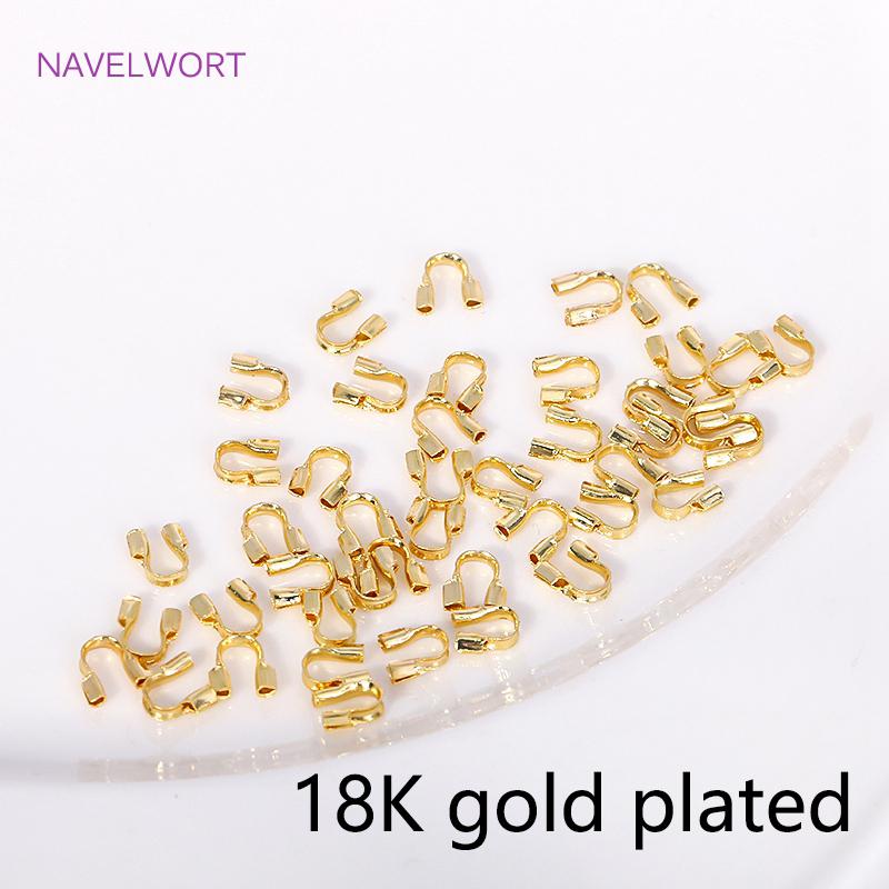 50/100pcs 18K Gold Plated Brass Wire Guard Guardian Protectors Loops U Shape Clasps Connector,DIY Jewelry Making Accessories