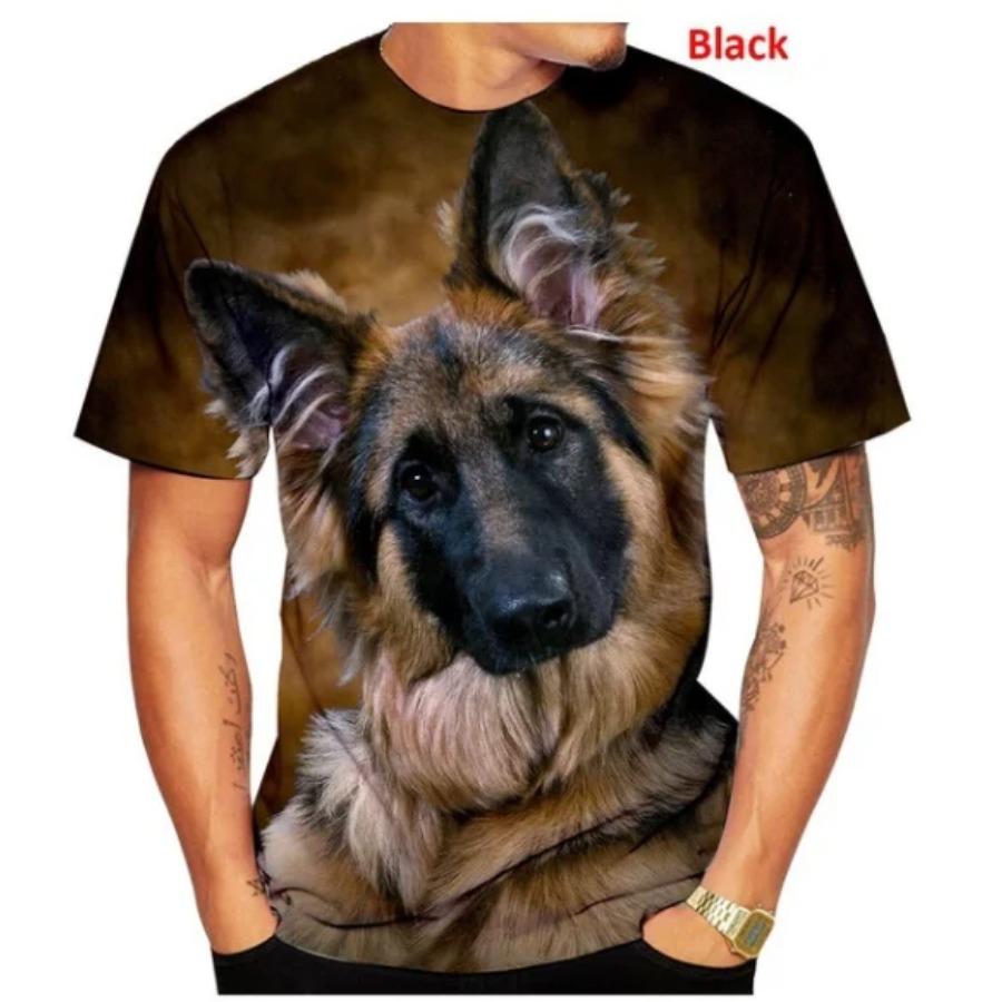 2024 Men Summer New Fashion Unisex Funny 3D Printed Dog T-shirt Cute German Shepherd 3D Printed T-shirt