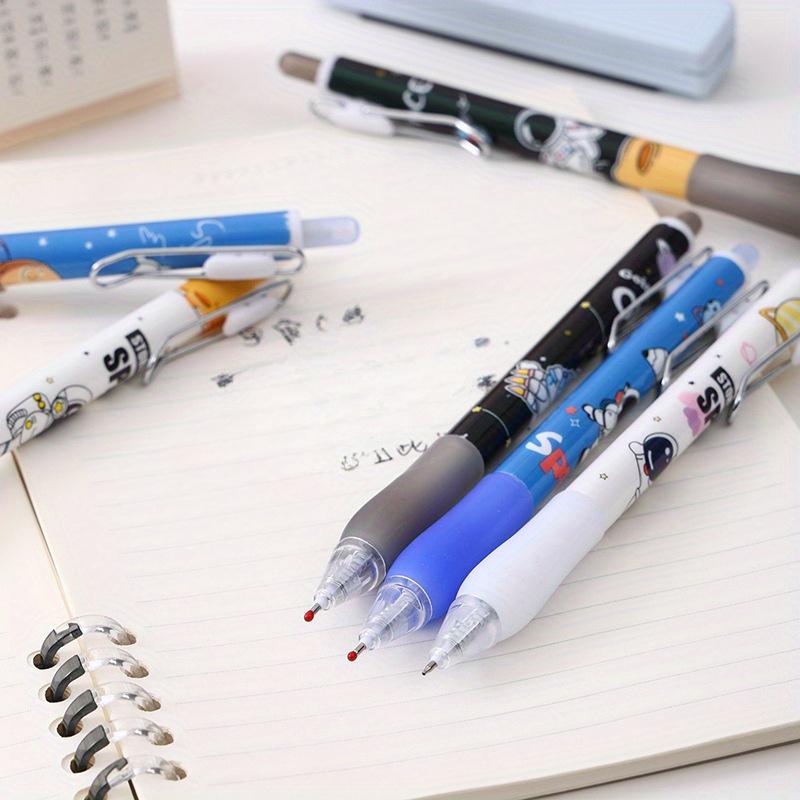 Back to school season 2pcs 0.5mm astronaut box press pen cartoon press neutral pen metal pen clip sign pen black