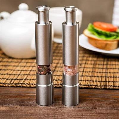 1/2pcs Manual Black Pepper Stainless Steel Grinder Manual Stainless Steel Grinder Kitchen Utensils Thumb Push Spice Sauce Grinde