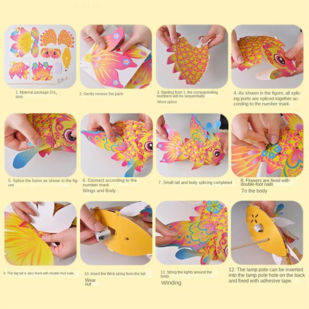 With Led Light Handheld Fish Lantern Chinese  Glowing Handheld  Lantern  Spring Festival