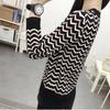 Fashion Knitted Short Sleeve Women's Autumn Winter T-shirt Round Neck Soft Stripe Sweater Top