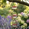 Platform Feeder for Chickadees Metal Hanging Hummingbird Feeders Outdoors, Bird with Red Glass Backyard Watching Supplies Bowl & Perch, Decorative