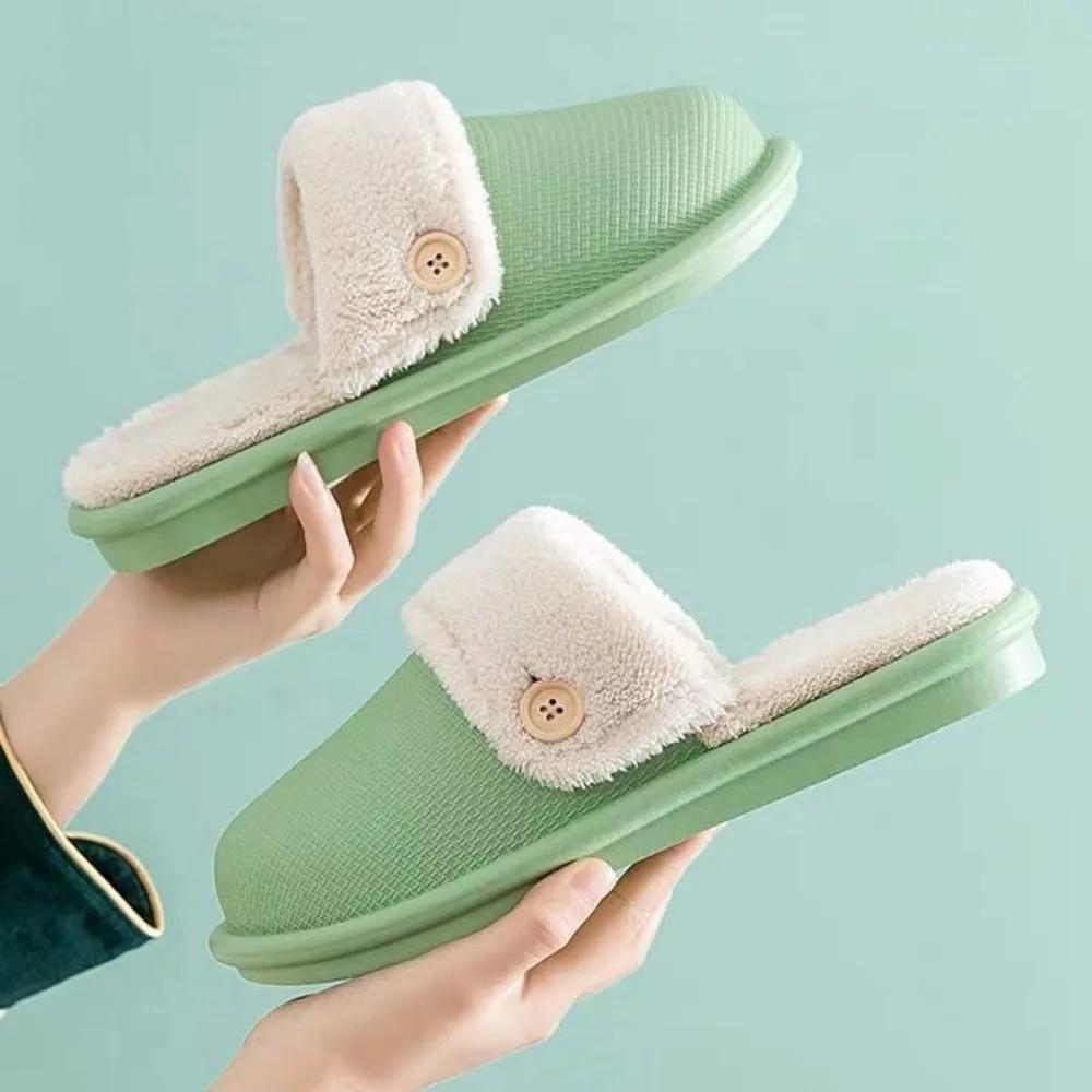 Winter cotton slippers can be disassembled and washed men's and women's shoes are warm couple's home added with plush slippers