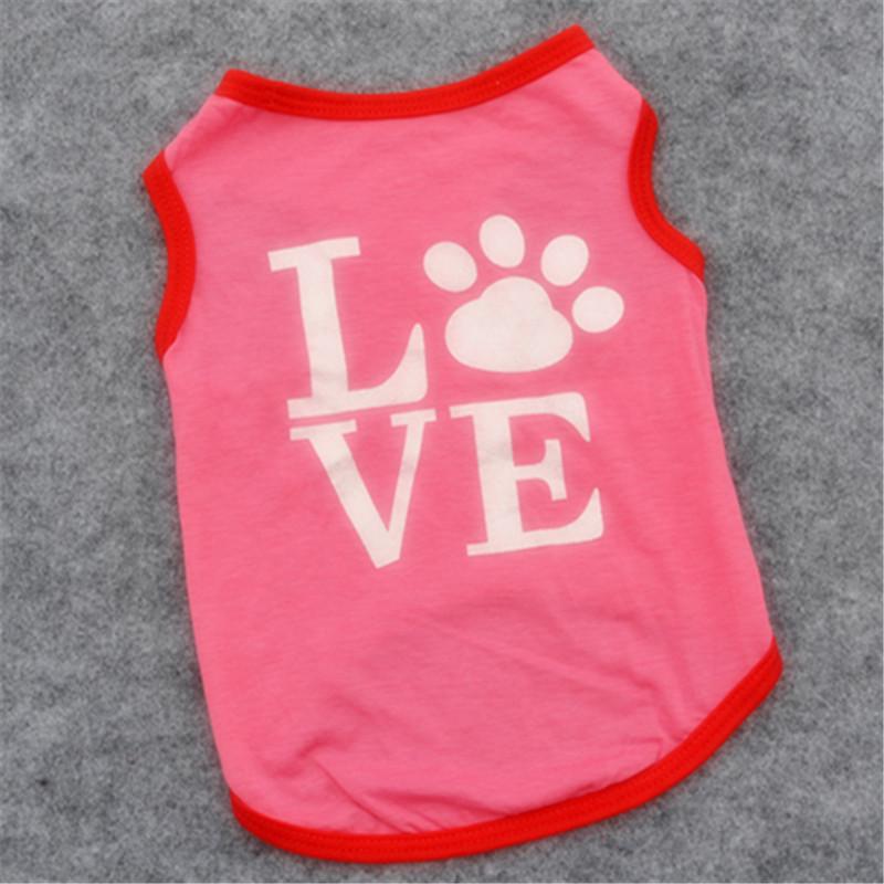 

Pet Puppy Summer Thin Vest, Cute Pink Love Footprint Vest, Cool and Breathable L