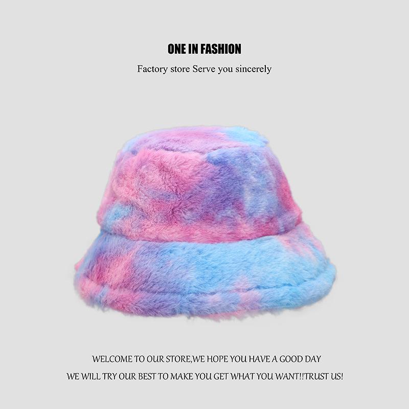 Lady Winter Bucket Hat  Fisherman Cap Warm Furry Cap Fluffy Hats