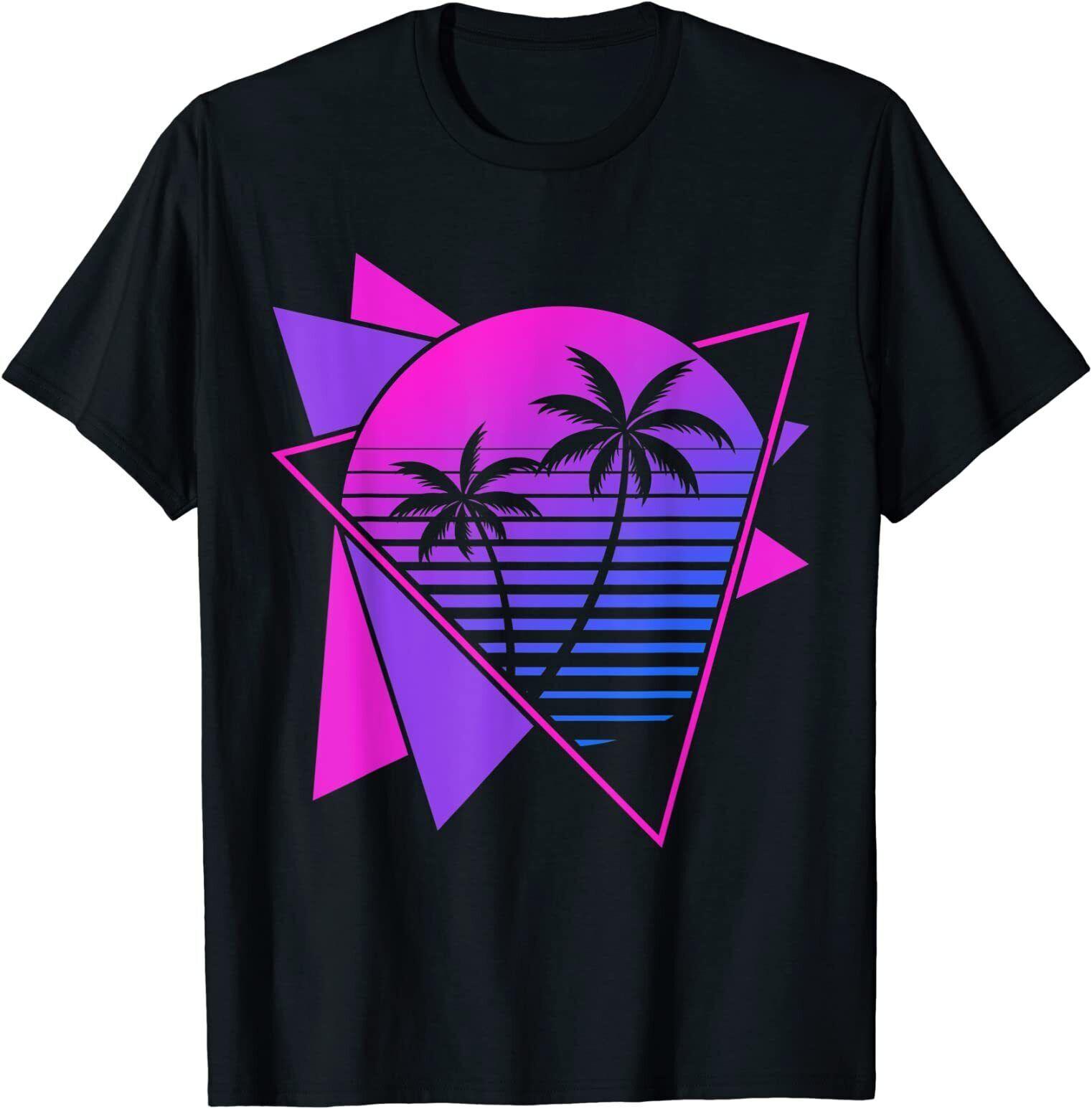 Retro 80s Vaporwave Aesthetic Palm Trees 90s Great Tee T-Shirt Size S-4xl M