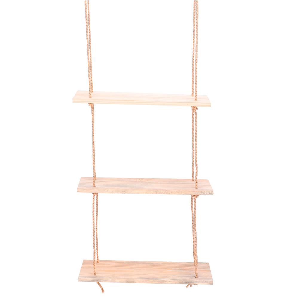 3 Pack Wooden Wall Shelf Set Floating Shelves for Bedroom Bathroom Kitchen Storage with Rope Easy Installation Holds Wall Hanging Rack