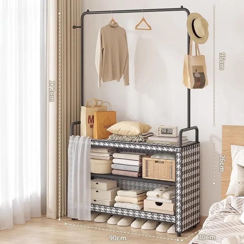 Indoor Thickened Clothes Hanger Rack Floor-standing Closet with Dust-proof for Home Small Apartment Clothing Storage Shelf
