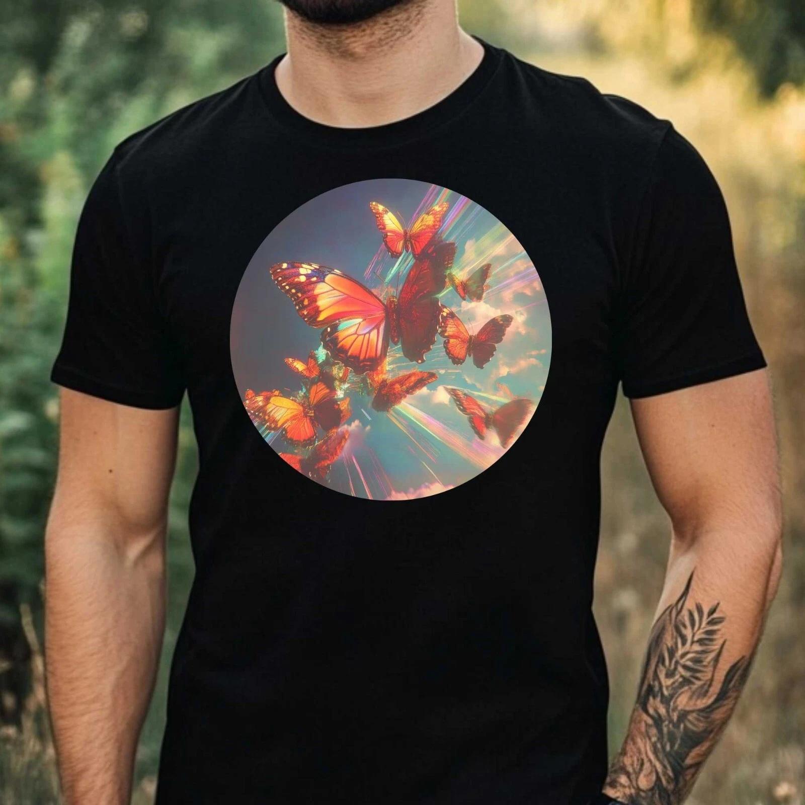 T-Shirt Herren Schmetterling Glitch Motiv Baumwolle Größe XS bis 5XL XXL