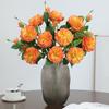 Artificial Rose with Green Leaves 3 Head Realistic Long Stem Fake Flower Home Wedding Party Faux Flower Decoration Valentine's Day Gift