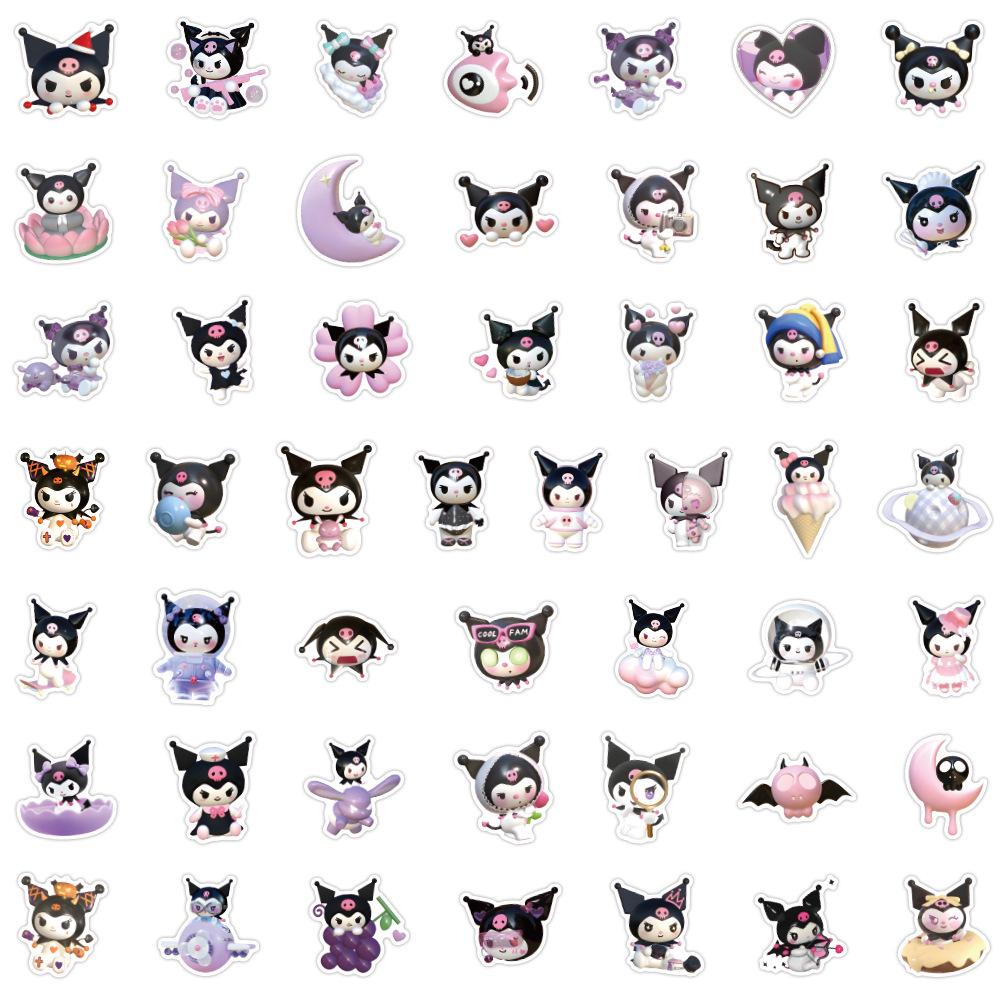 

50 Cartoon Sanrio Kuromi Waterproof Stickers for Journals, Water Bottles, and Computers
