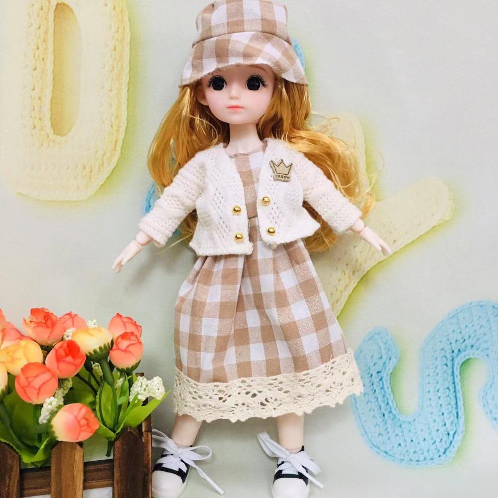 Long Hair 30cm Bjd Doll with Clothes Attractive Eyes Princess Makeup Ball Joint Doll  Babies
