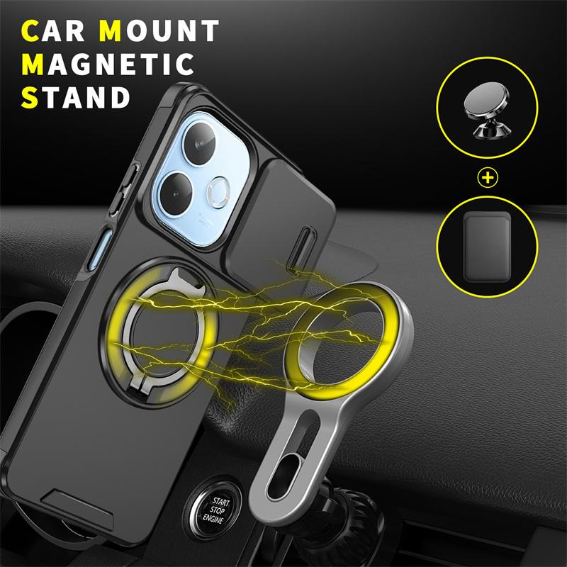 Funda For OPPO A5 Pro 5G Case Shockproof Armor Slide Lens Protect Cover For OPPOA5 Pro A5Pro 5G Magnetic Ring Stand Holder Coque