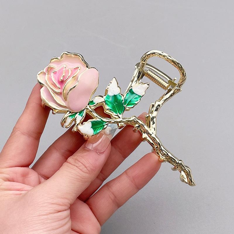 Stilig Fresh Temperament Oil Drop Floral Metal Shark Hair Clip