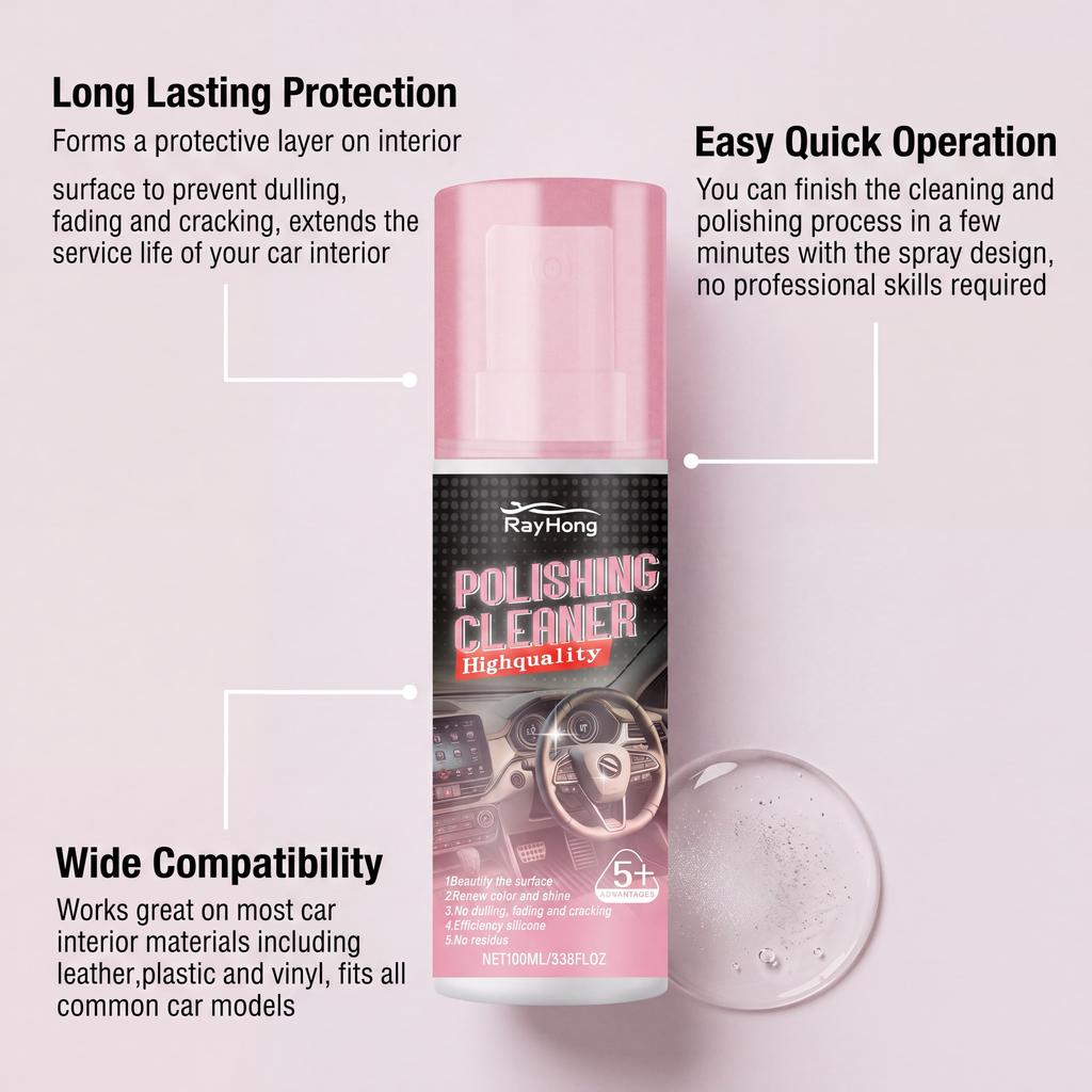 Auto Interior Polish Car Shine Cleaner Interior Detailer Spray Protective Color Fading Repair Automobile Care Detailing Spray For Leather Vinyl