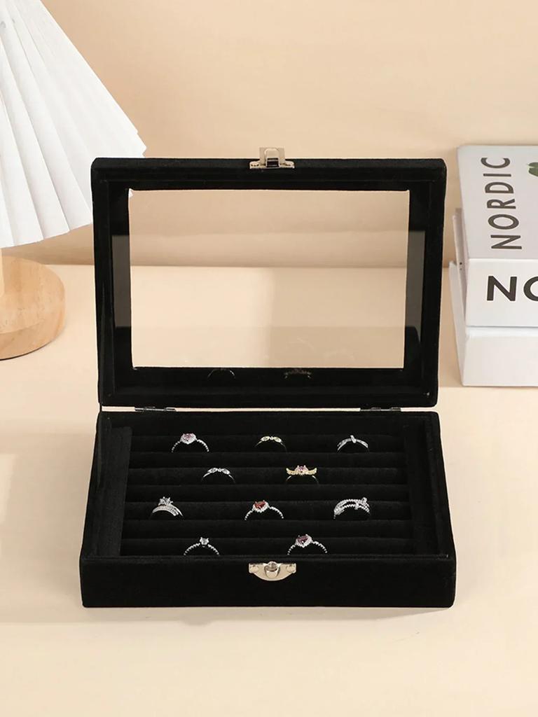 Ring Flannel Jewelry Storage Box High Capacity With Cover Dust-Proof Jewelry Display Organizer Box Wedding Gifts For Wife Women