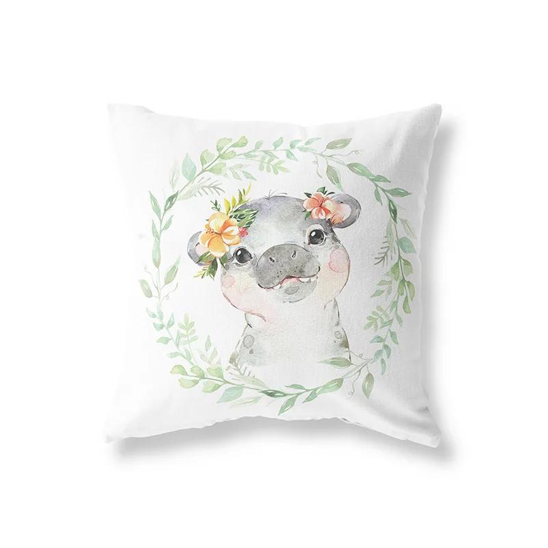 Cute Rabbit Giraffe Animals Children Room Decor Polyester  Cushion Cover Sofa Pillow  Home Decoration Throw Pillowcase