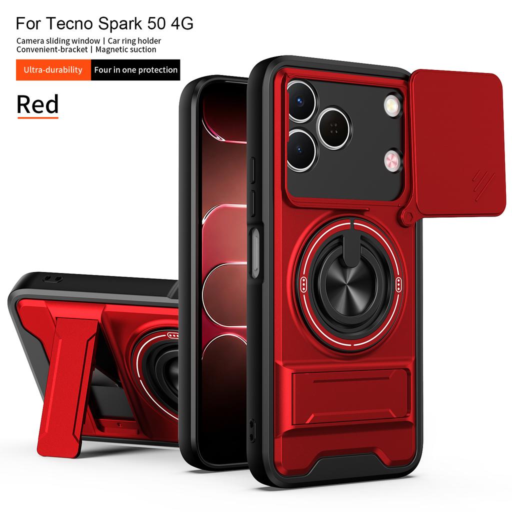 For Tecno Spark 50 Case Tecno Spark 50 4G Cover Magsafe Magnetic Fold Holder Military Armor Camera Protection Cover
