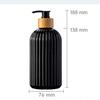 500ml Refillable Soap Dispenser Bamboo Pump Striped Bathroom Organizer Shampoo Conditioner Lotion & Body Wash Multi-Use
