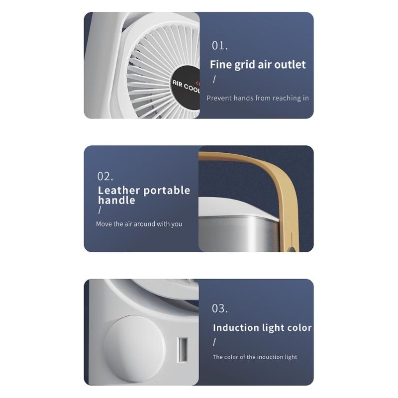 Rechargeable Air Conditioning Portable Desktop Cooling Fan with 3 Speed Suitable for Office and Bedroom Dormitory