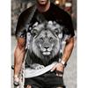 Summer Loose Breathable Oversized Sports Versatile Round Neck Short Sleeved T-shirt Men's Casual Fashion Animal 3D Printed T-shirt