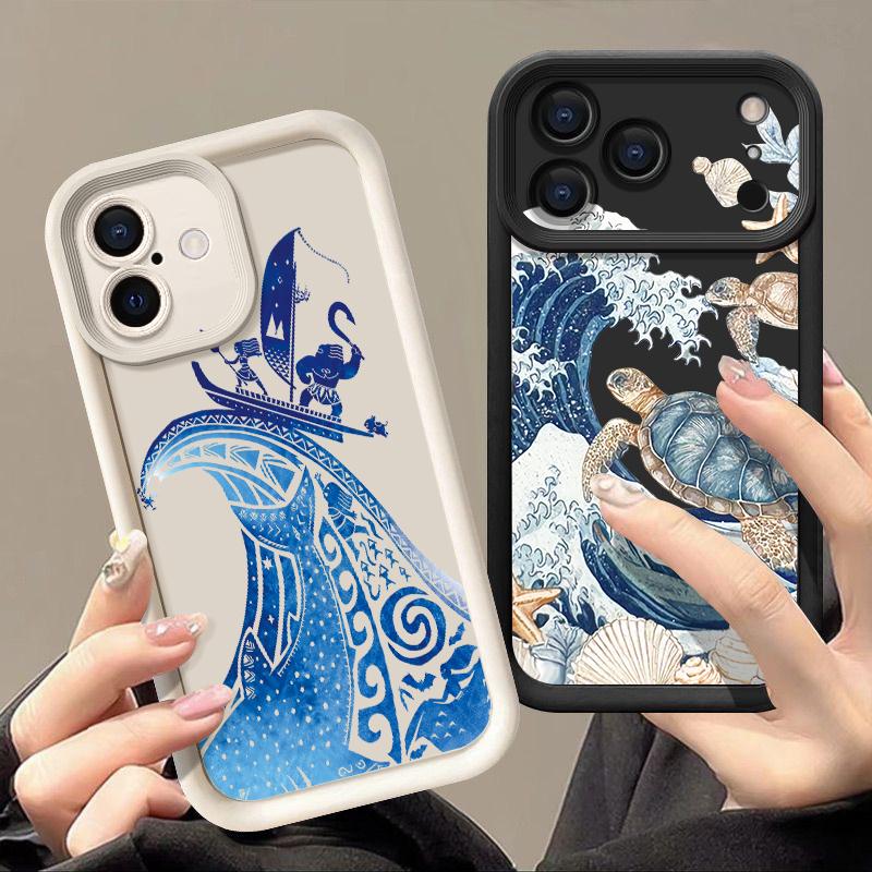 Blue and white surfing wave phone Case For iPhone 17 Pro Max 17e 16e Shockproof Silicone Soft Bumper Cover For iPhone 16 15 14 13 Pro Max 11