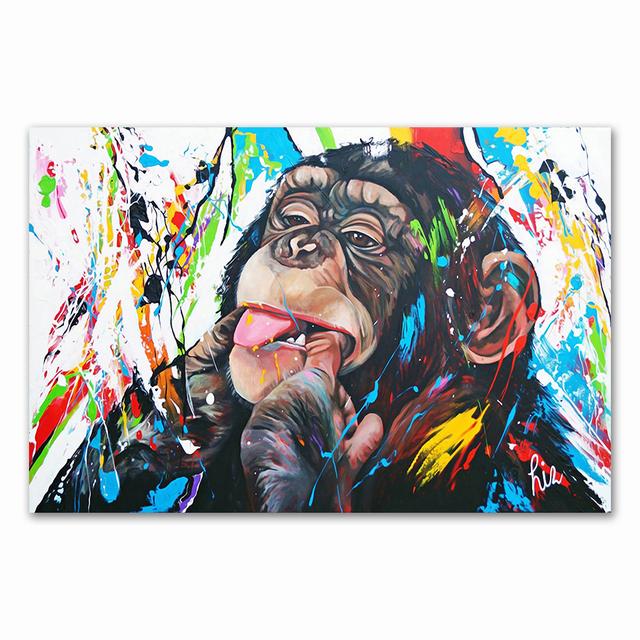 Graffiti Cute Monkey Canvas Painting Colorful Printed Poster and Prints Painting Wall Pictures For Living Room Home Decorations No Frame