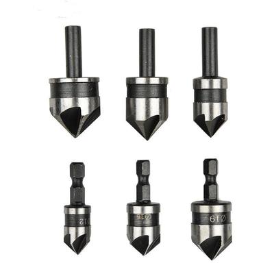 90 Degree Round Handle 5-Edged Chamfering Tool 3-Piece Set - 12mm/19mm Woodworking Hole Opener & Deburring Countersink