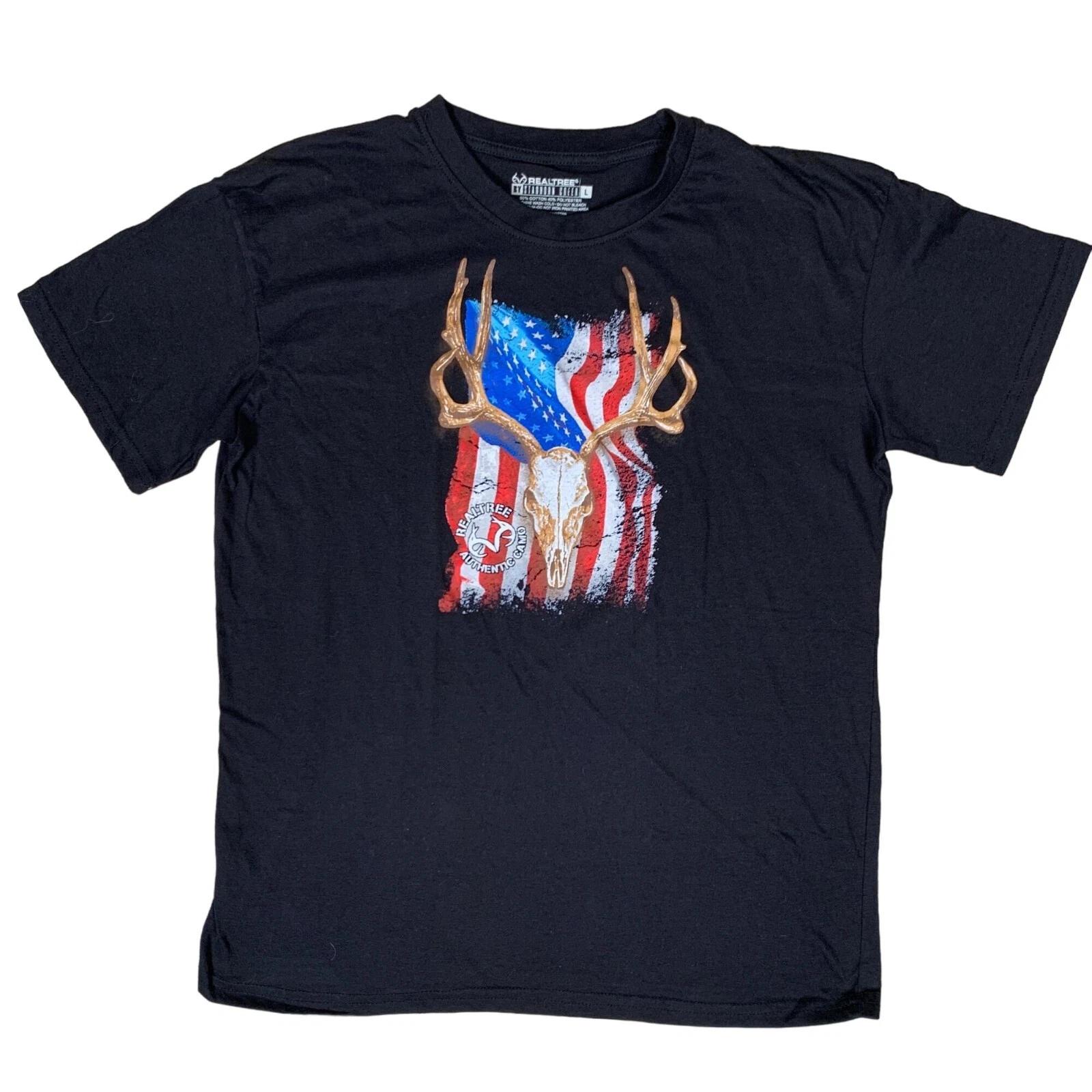 Realtree by Staghorn Creek Mens Black T-Shirt Size Large M