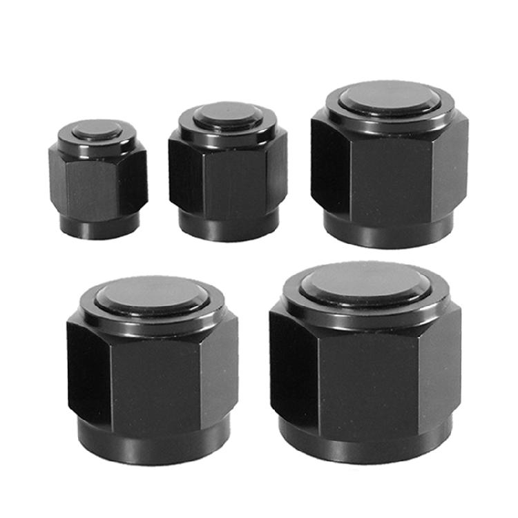 Black Anodized Aluminum AN4-AN12 Adapter Female Flare Cap/Plug/Nut Fitting