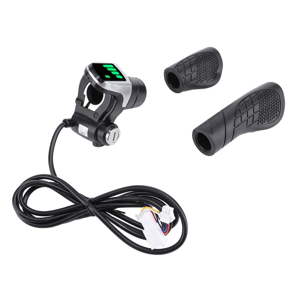 36V Twist Grip Throttle with LCD Display Key Lock Power Indicator Electric Scooter Rubber Half